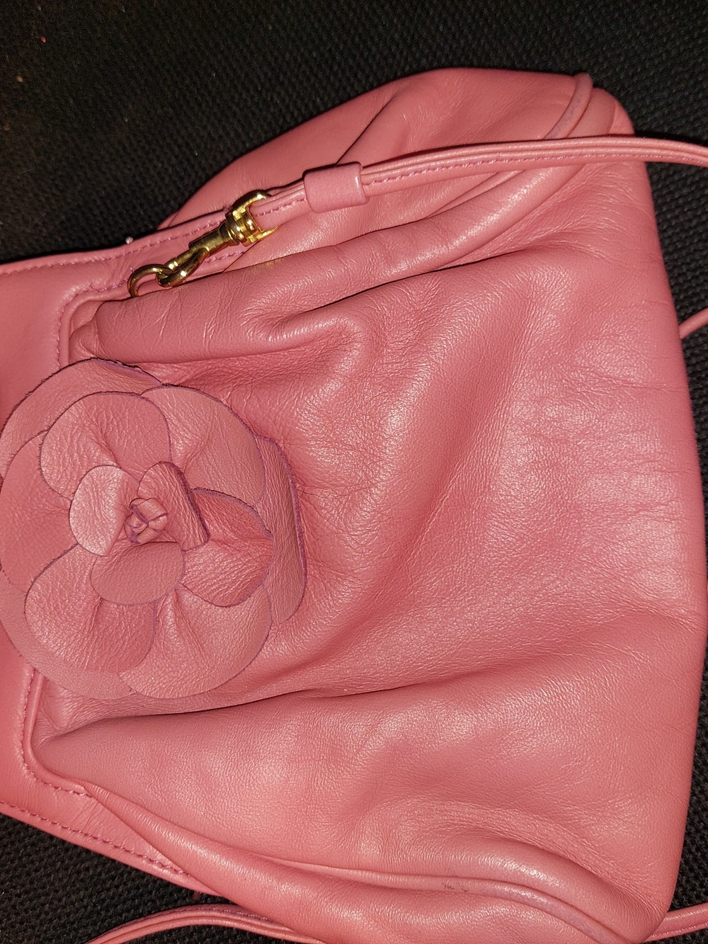 T.J.Maxx Pink Leather Crossbody Clutch with Floral Appliqué